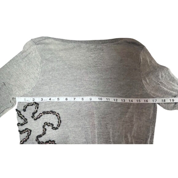 Karen Nicol Anthropologie Cardigan Sweater Women's Size M Gray Black&pink Detail - Picture 6 of 7